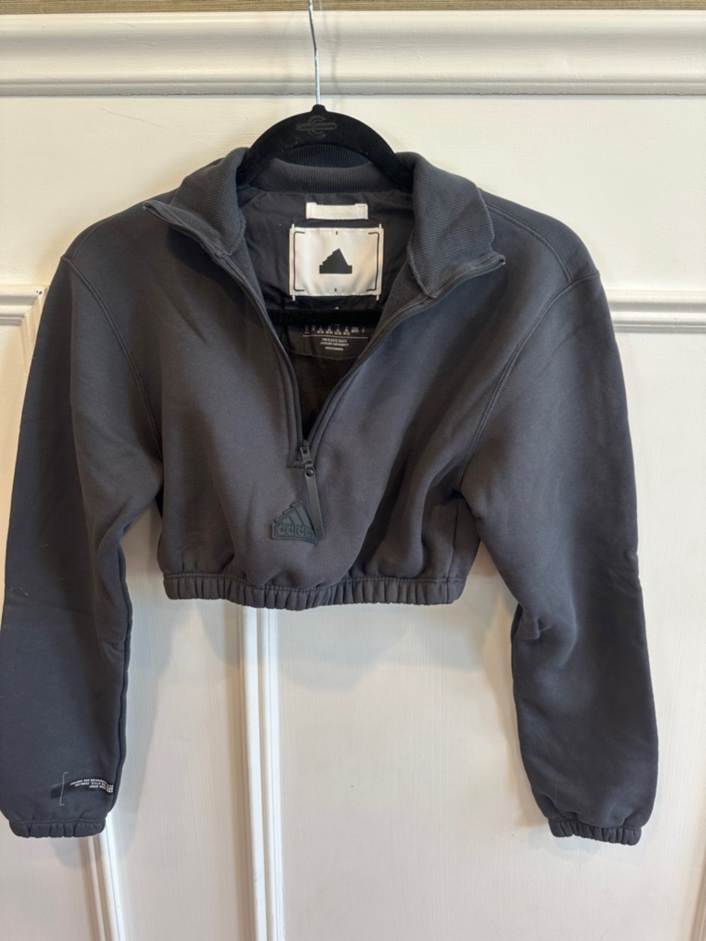 adidas Charcoal Cropped Half-Zip Pullover